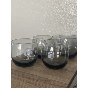 VINTAGE 70'S LOS ANGELES RAMS NFL Smoked Glass Tumblers Set Of 4 BY Mobil